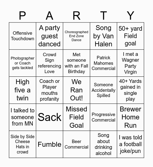 2026 Packer Bingo Card