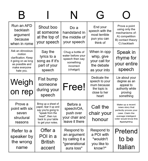 Charlemagne Bingo Card