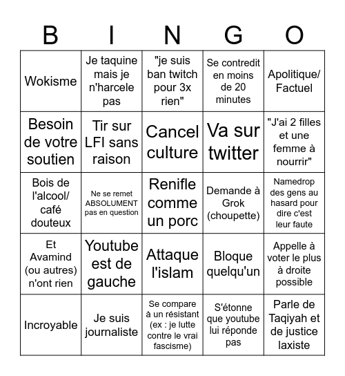 Psyhodelik qui pleure Bingo Card