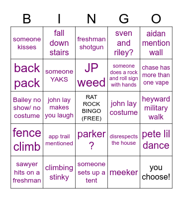 RAT ROCK Bingo Card