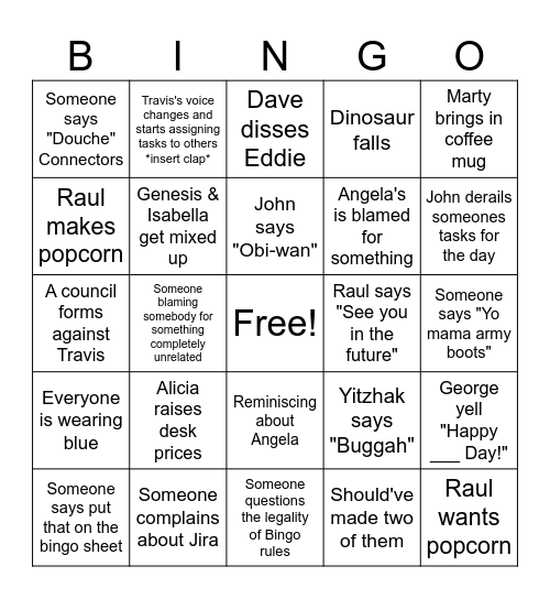 Angela's Last Hurrah Bingo Card