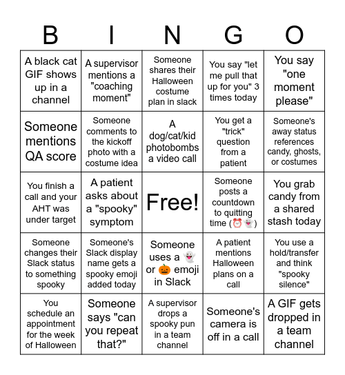Spooky Bingo Blackout Bingo Card