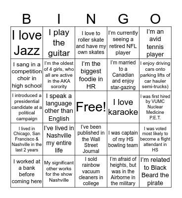 Coworker Bingo Card