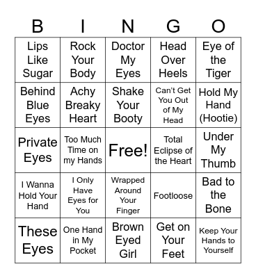 Body Bingo Card