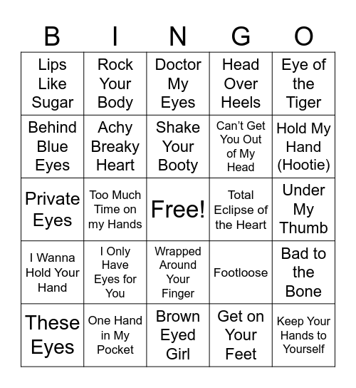 Body Bingo Card