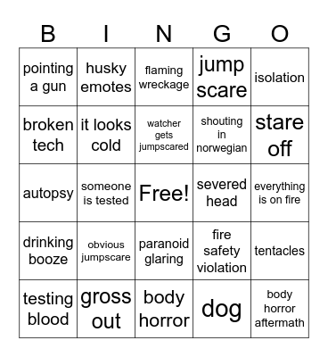 the thing Bingo Card