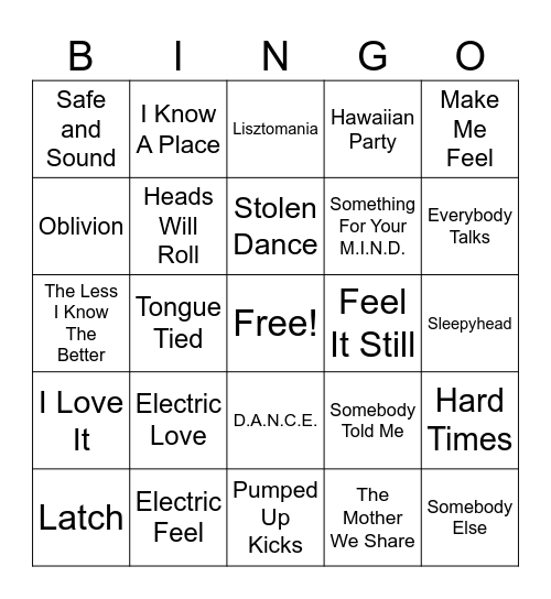 electric youth Bingo Card
