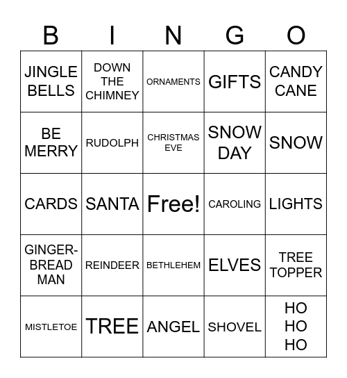 CHRISTMAS BINGO Card