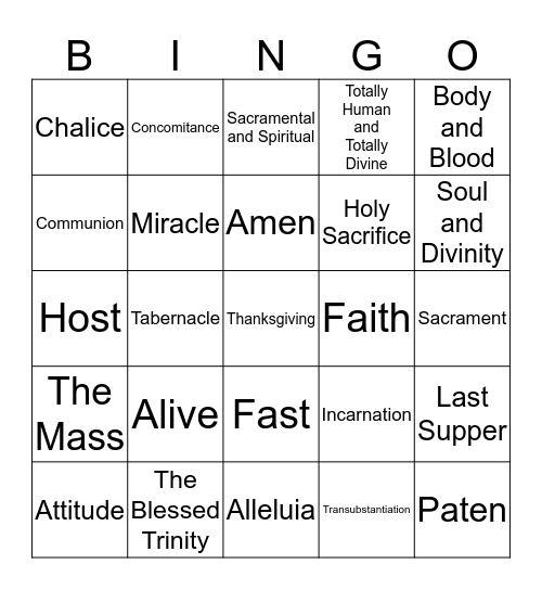 HOLY EUCHARIST Bingo Card