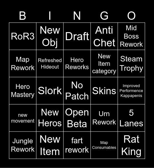 PatchLock Bingo Card