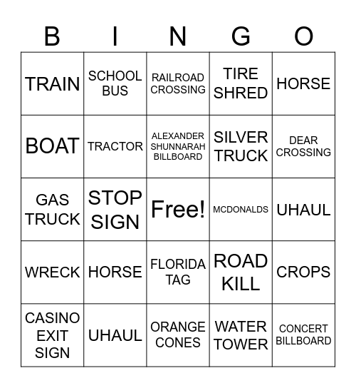 PALESTINE COURT CASINO BUS TRIP Bingo Card