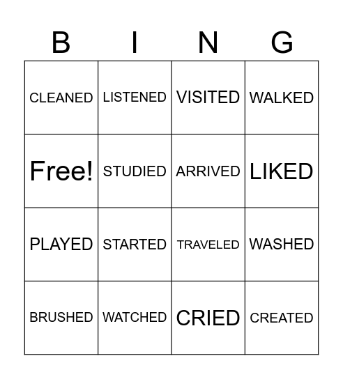 SIMPLE PAST Bingo Card