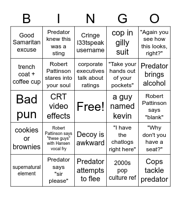 Shaved Dave's PRIMETIME Bingo Card