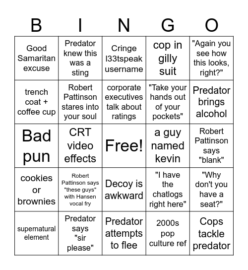 Shaved Dave's PRIMETIME Bingo Card