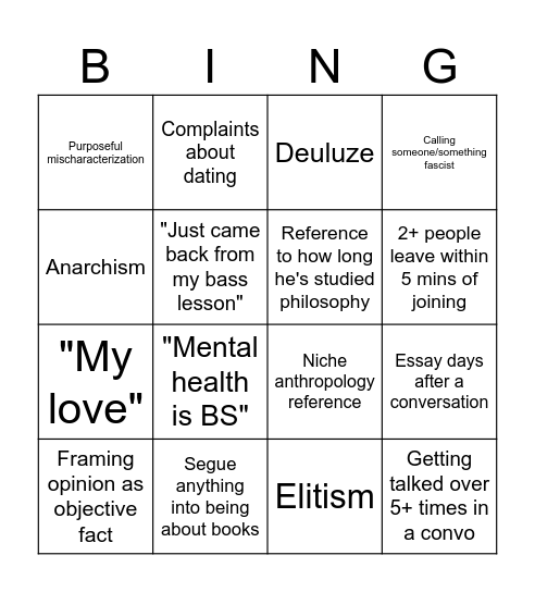 Smolisms Bingo Card