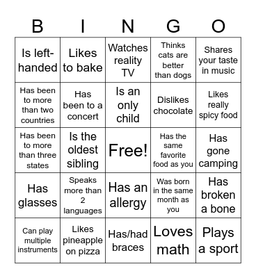 Icebreaker Bingo: Find Someone Who Bingo Card