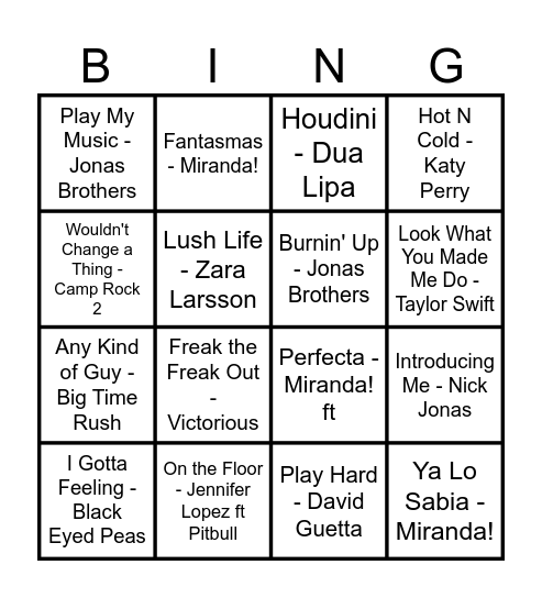 LULI'S POP HITS Bingo Card