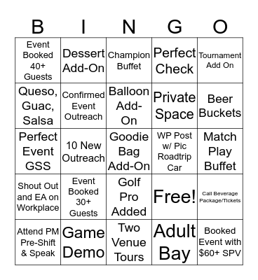 Sales Consultant Manager Bingo  Bingo Card