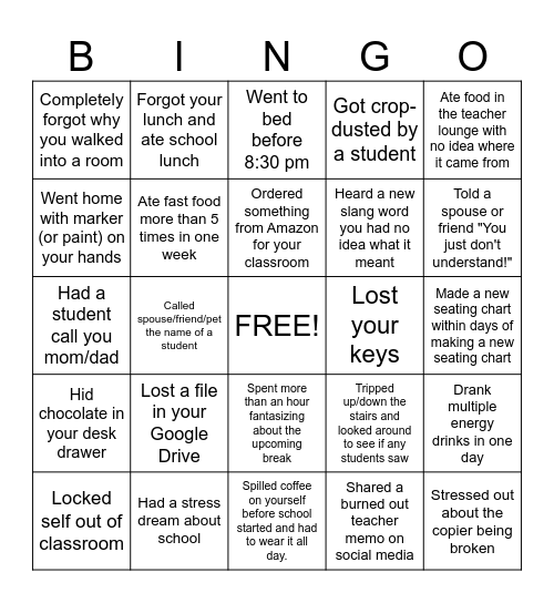 CMS DEVOLSON BINGO 7 Bingo Card