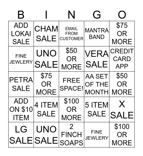 GIFT Bingo Card