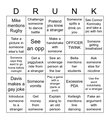 DT Bingo Card