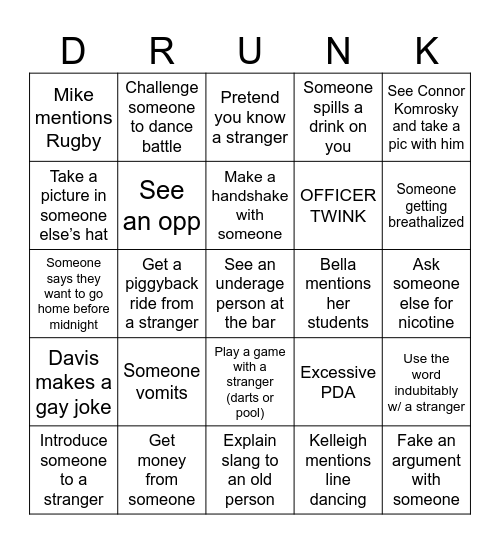 DT Bingo Card