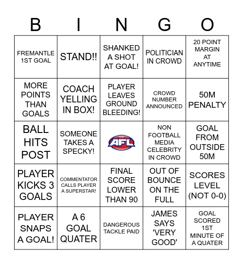 GRAND FINAL BINGO Card