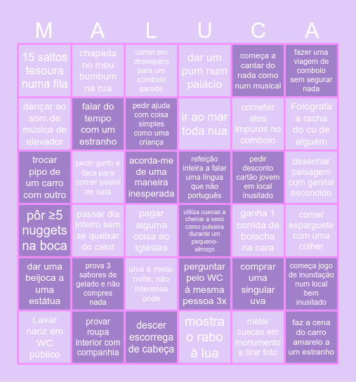 BINGO da LAUCURA Bingo Card