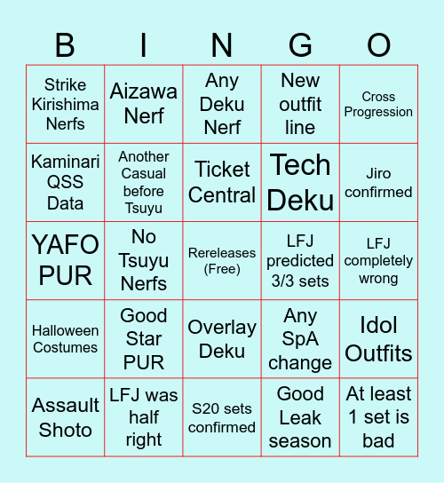 3rd Anniversary Bingo Card