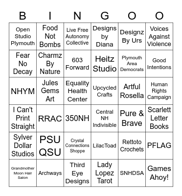 Plymouth Pride Bingo Card