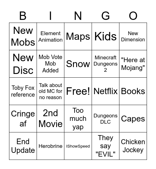 MC Live Bingo Card