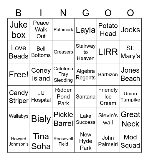 NY BINGO LINGO Bingo Card