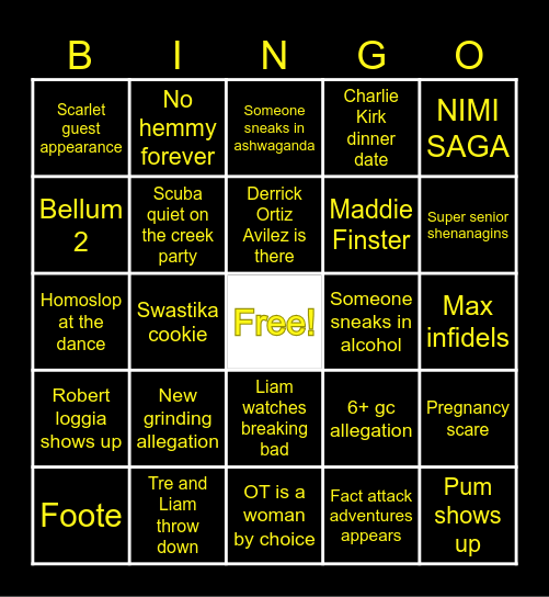 Hoco grinding allegations bingo Card