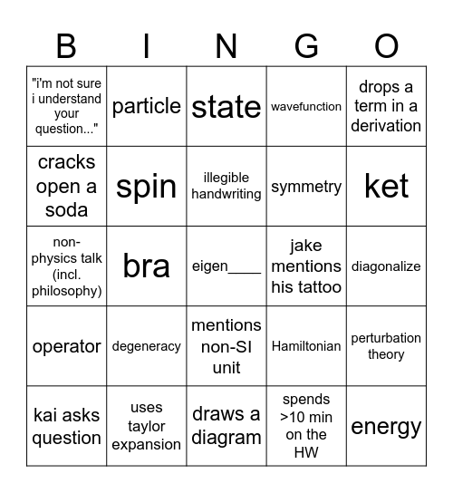 QM2 Bingo Card