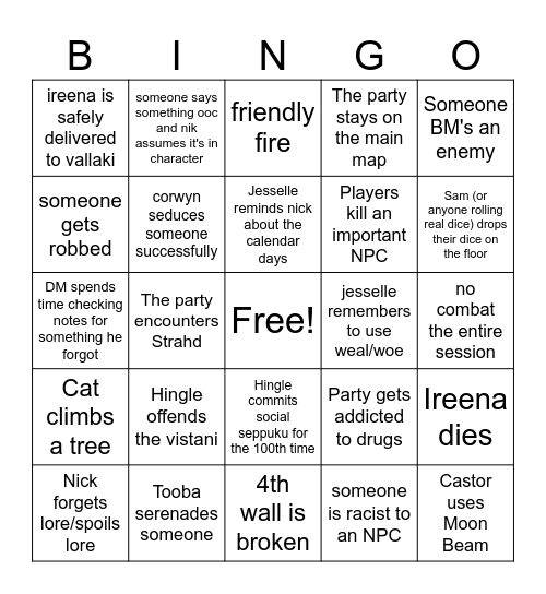 09/25/26 Bingo Card