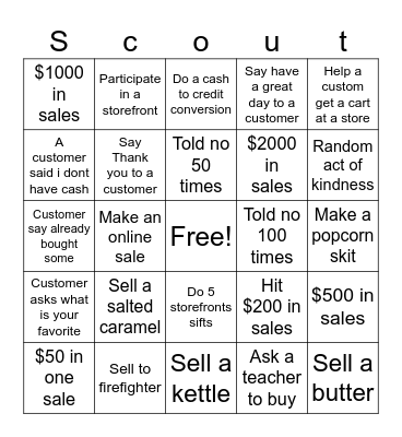 SCOUT Bingo Card