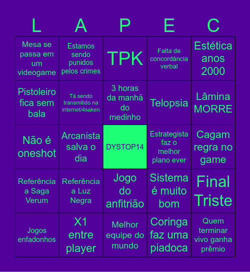 DYSTOP14 Bingo Card