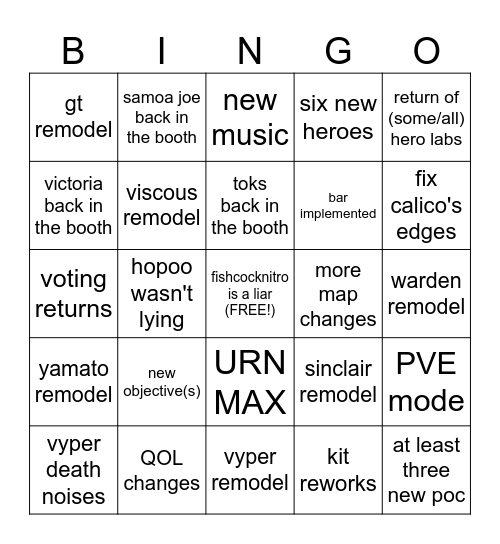 content patch bingo (nyx edition) Bingo Card