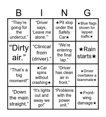 ★moment★ - "commentary" - [seen on screen] Bingo Card