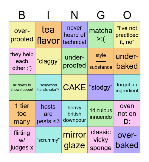 Episode 1: “Cake Week” Bingo Card