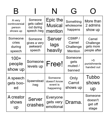 Realm Reunion Bingo Card