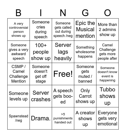 Realm Reunion Bingo Card