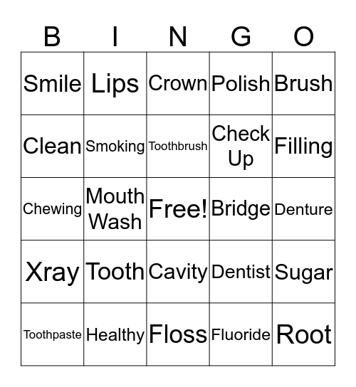 Tooth Bingo Card