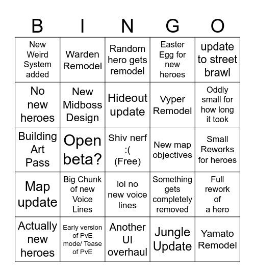 deadlock upppppdate (real trust) Bingo Card