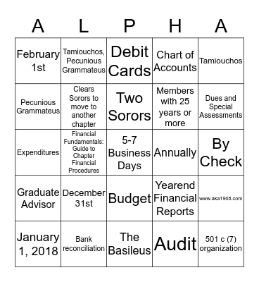 Financial Fundamentals ALPHA Bingo ** Bingo Card