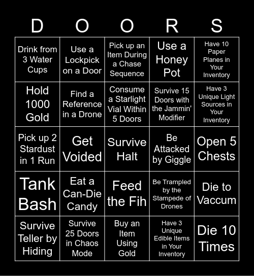 Doors Bingo Card