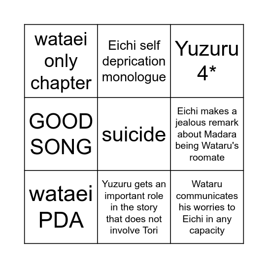 MaMfine Bingo Card