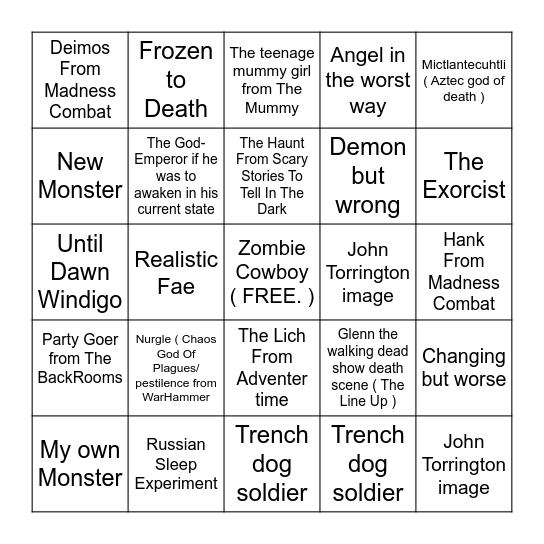 2026 Halloween SFX Makeup Bingo card Bingo Card