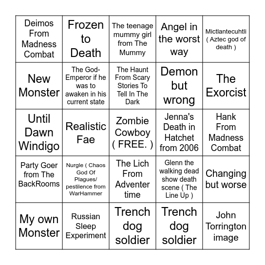 2026 Halloween SFX Makeup Bingo card Bingo Card