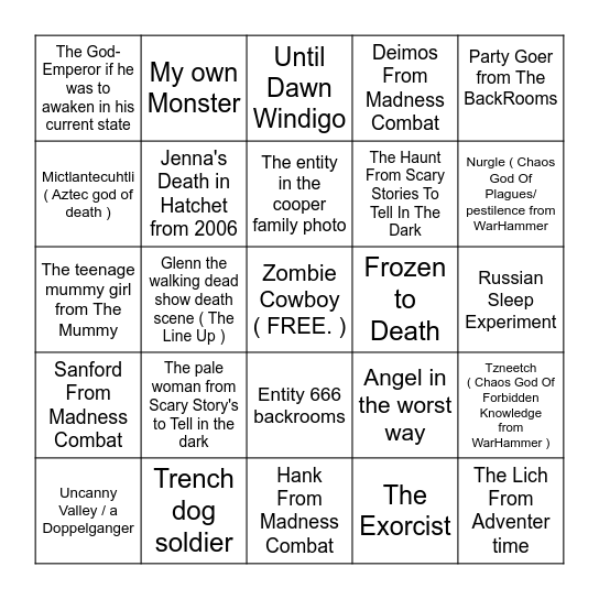 2026 Halloween SFX Makeup Bingo card Bingo Card